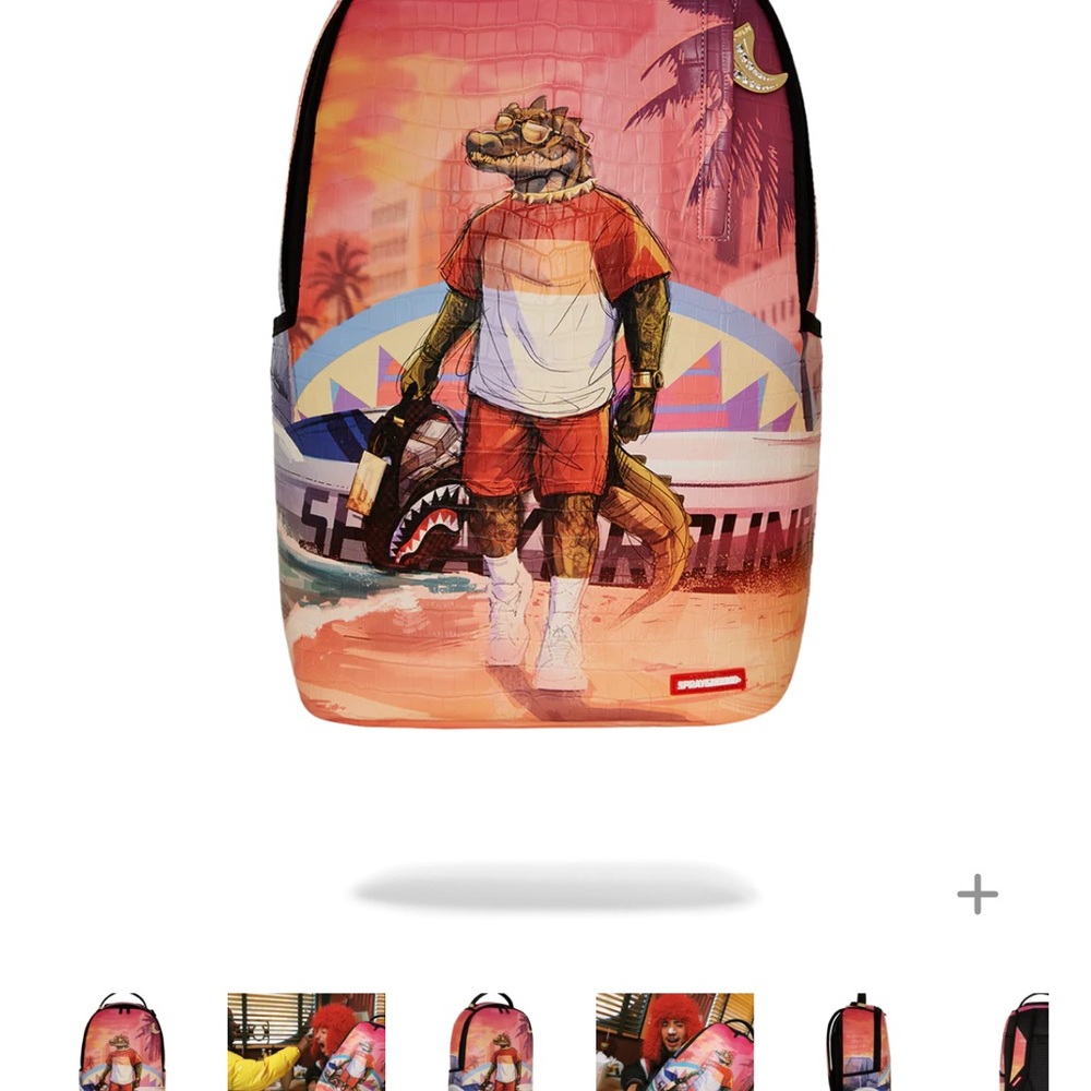 Sprayground Tropical Alligator Backpack in Pink and Orange (Firm Price)